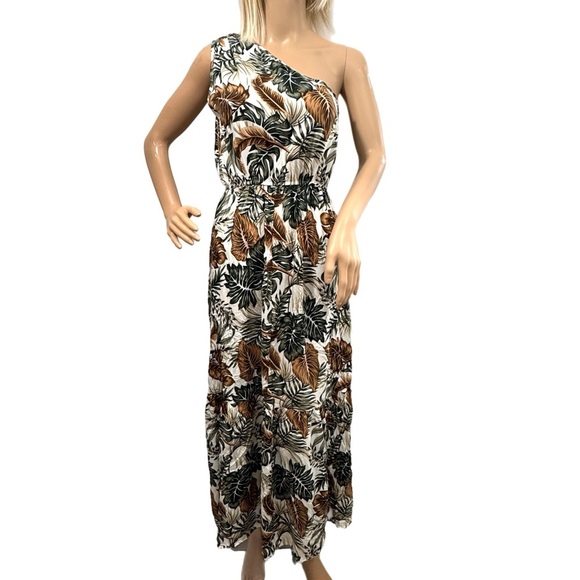 Cupshe Resort Dress Tropical Leaf Maxi One Shoulder Women Sz XS NWT Beach Cruise - Picture 3 of 7
